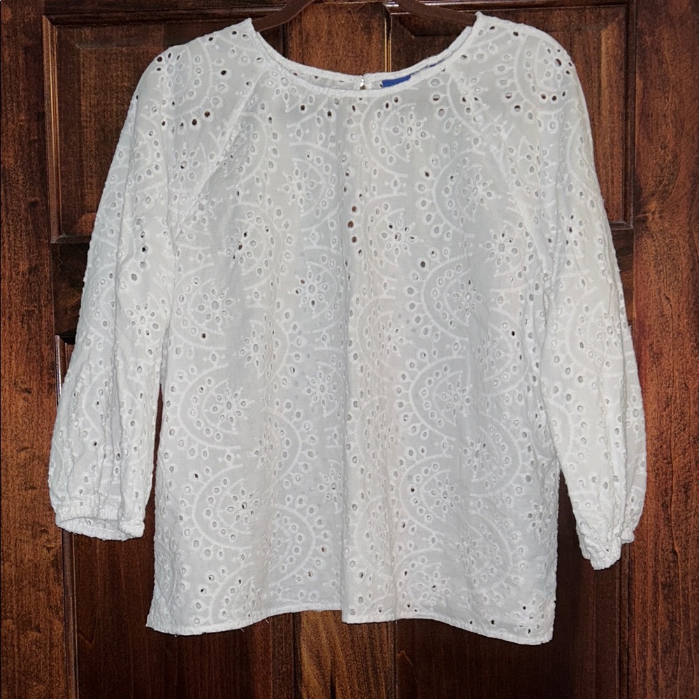 Apt. 9 White Eyelet Blouse